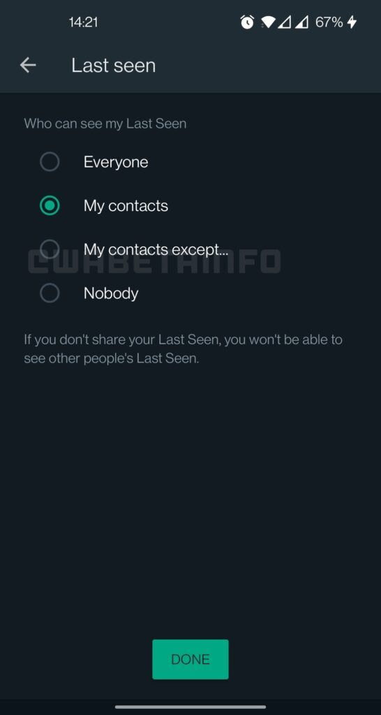 hiding last seen from specific contacts